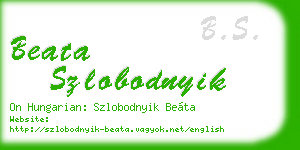 beata szlobodnyik business card